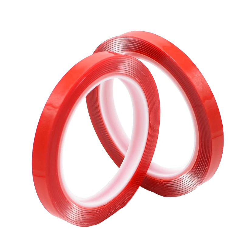 3/5/8/10/12/15/20/30/35mm Red Transparents Acrylic Double Sided Tape, No Residue Strong Sticky for LED Strip Car Phone Tablet