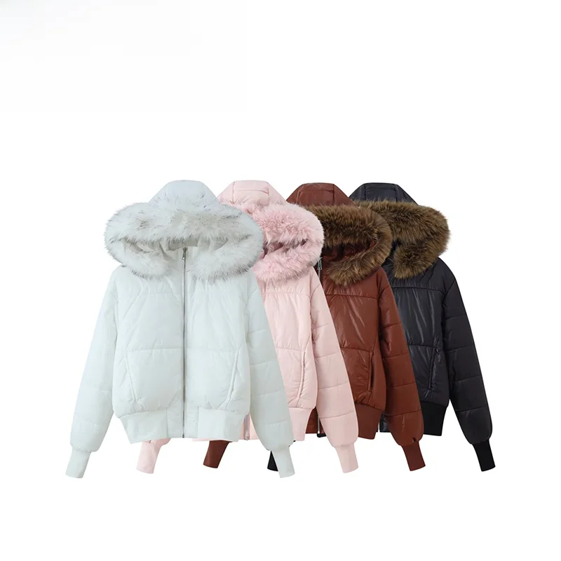 

Faionable Autumnal Women's Zipper Hooded Cotton Jaet Versatile Simple Design for All Ocns Quali Cotton Outerwear