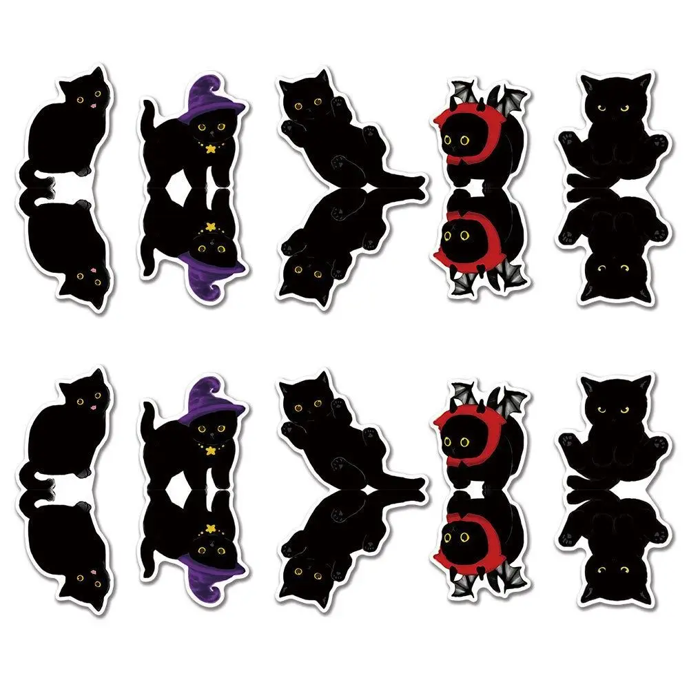 5/10Pcs Folding Design Magnetic Bookmarks Reading Tracker Adorable Black Cat Bookmarks Cute Unique Animal Pattern Bookmarks