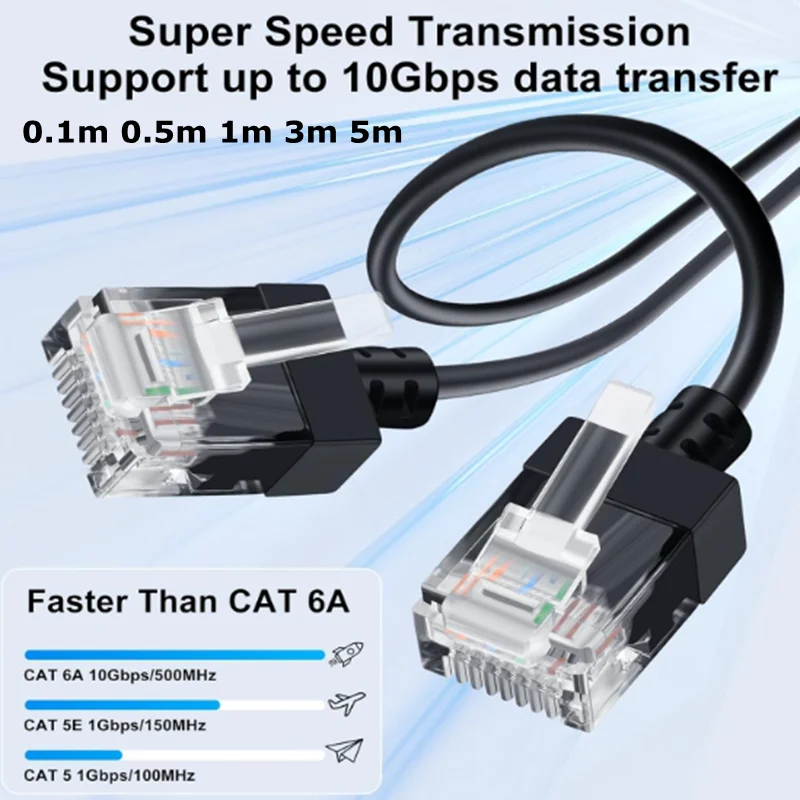 Ultra cienki kabel Ethernet Cat 6 o długości 0,5 metra, elastyczny przewód LAN RJ45 Cat 6a, kabel sieciowy Cat6 10 Gbps 550 MHz — zdjęcie produktu 3