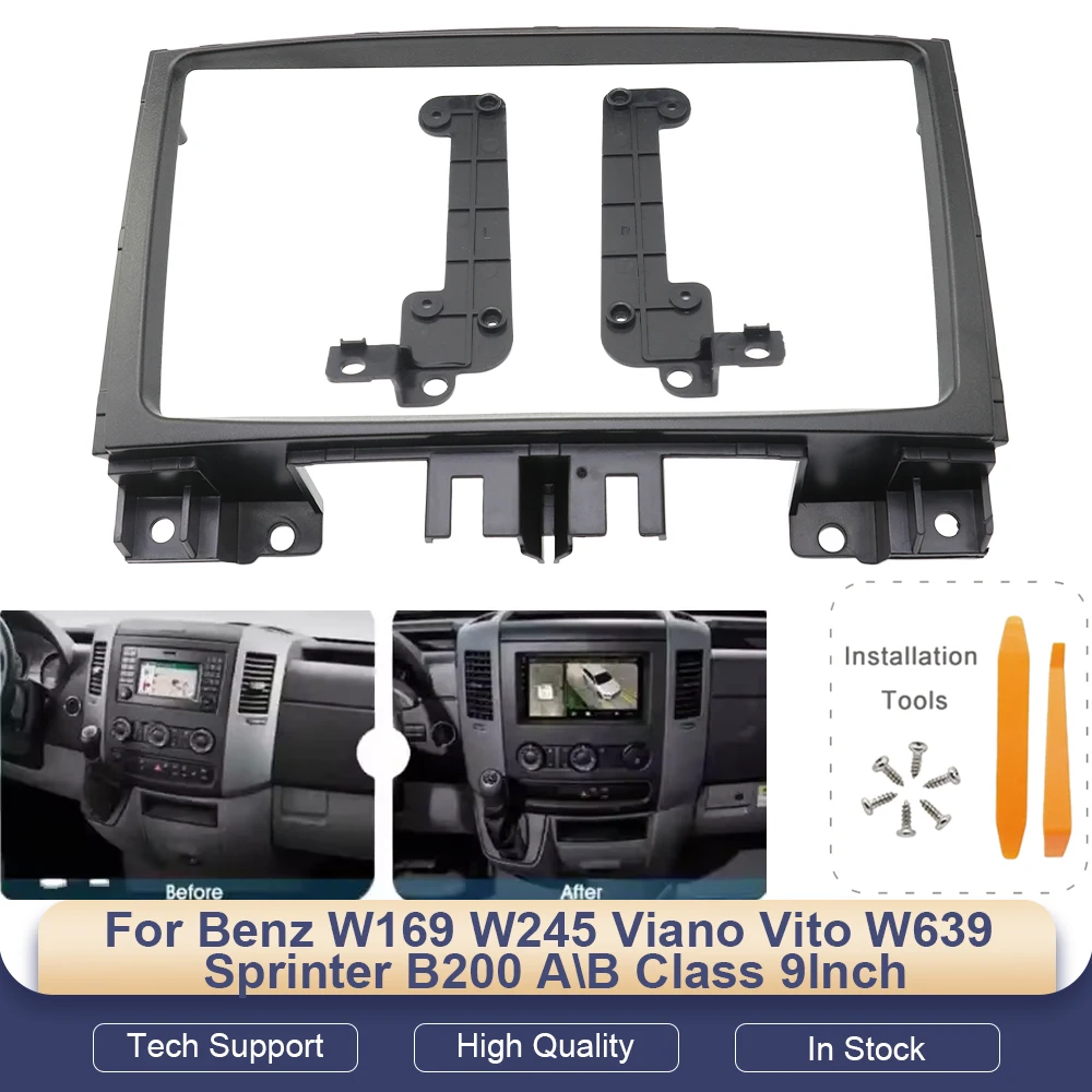 

9inch Car Frame Fascia Adapter Android Radio Dash Fitting Panel Kit for Benz W169 W245 Viano Vito W639 Sprinter B200 A\B Class