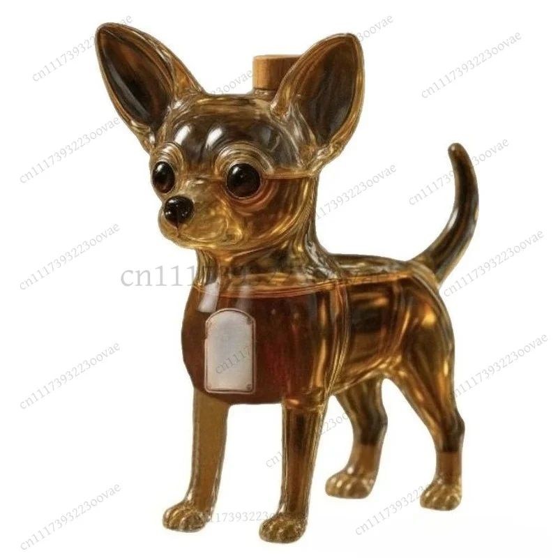 LF-Transparent Glass Cute Dog Shape Whisky Bottle Empty Sealed Fun Home Decoration Ornament Sparkling Gift