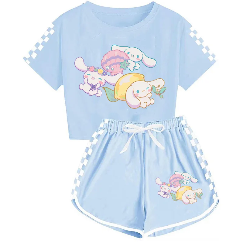 

Cinamonroll Clothes Set Children Girl Boy Summer Outdoor Sport Shorts Fashion Sanrio Cinamonroll Short Sleeve Set Soft Pajamas