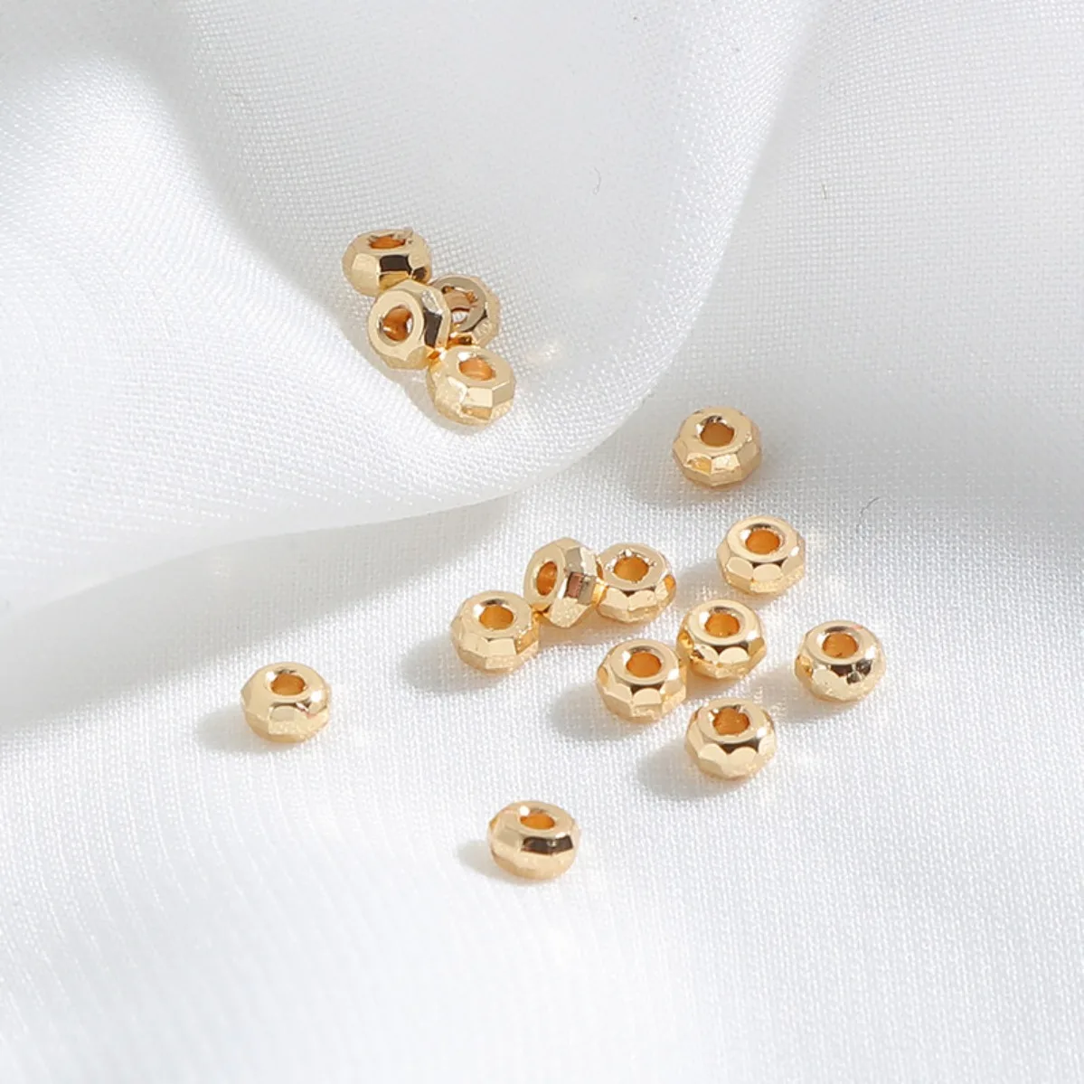 14K Gold Plated Color Retention Laser Pattern Flat Disc Spacer Beads DIY Bracelet Necklace Jewelry Findings