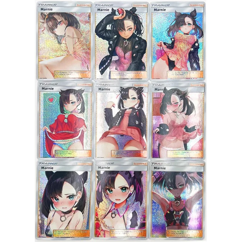 Anime Character DIY Collectible Cards Professor Lillie Selene Gladion Laser Flash Card Boy Play Toys Christmas Birthday Gifts