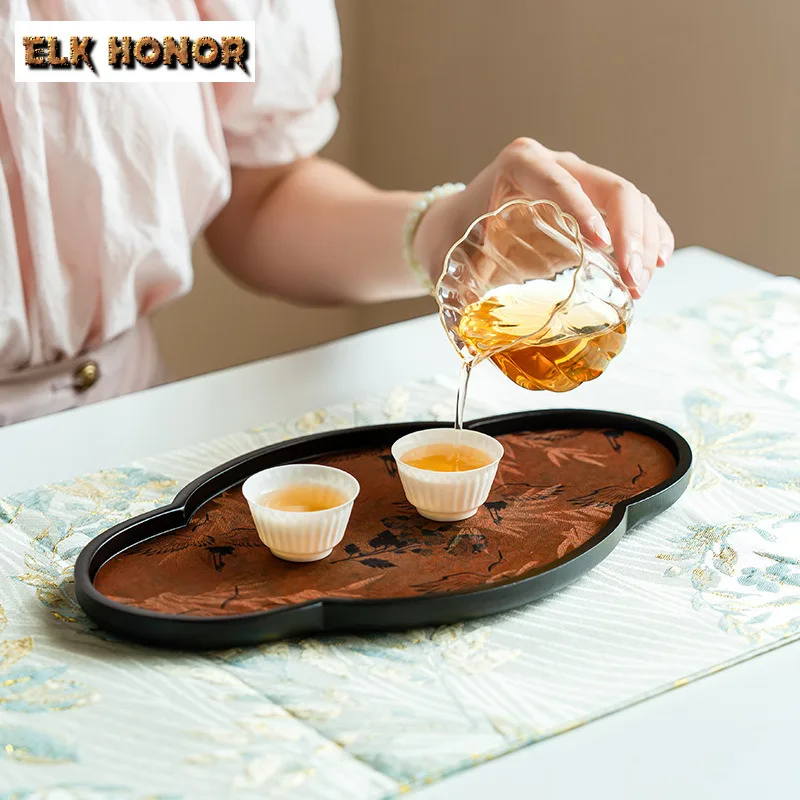 Chinese Style Tea Tray Household Heavy Bamboo Square Pot Base Tea Board Bowl Holder Dry Brewing Table Kung Fu Teaset Accessories