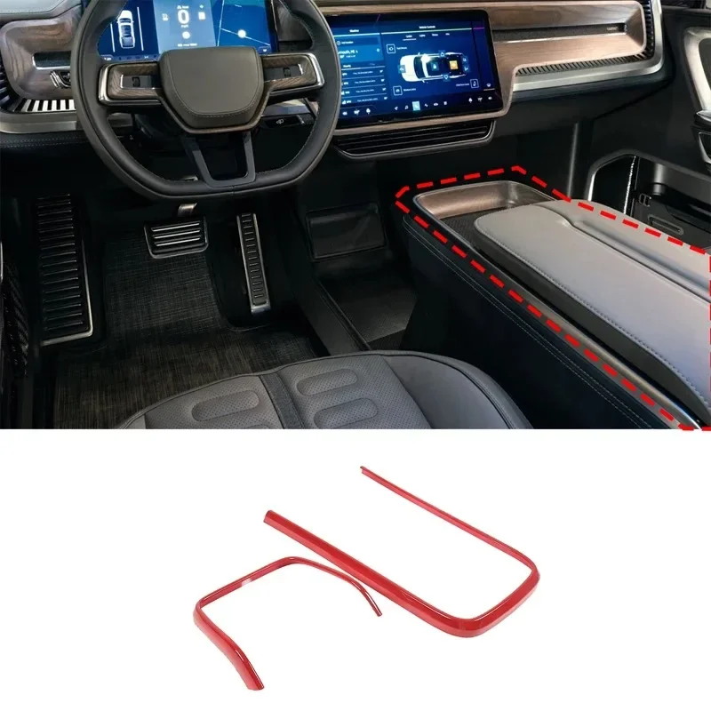 

For Rivian R1T R1S 2022-2025 ABS Carbon Fiber Car Center Console Armrest Box Outer Frame Decorative Interior Car Accessories