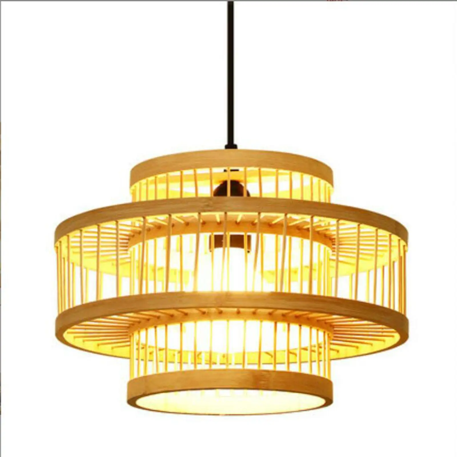 Handwoven Bamboo Lampshade, Pendant Light, Cover, Vintage Style for Kitchen