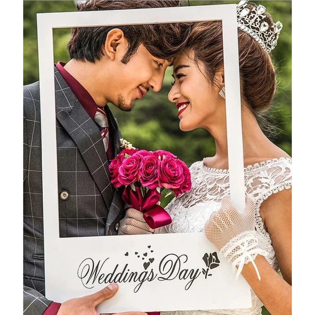 

Photo Frame White Diy Wedding Day Decoration Creative Photo Booth Props Party Costume Ball Anniversary Keepsake