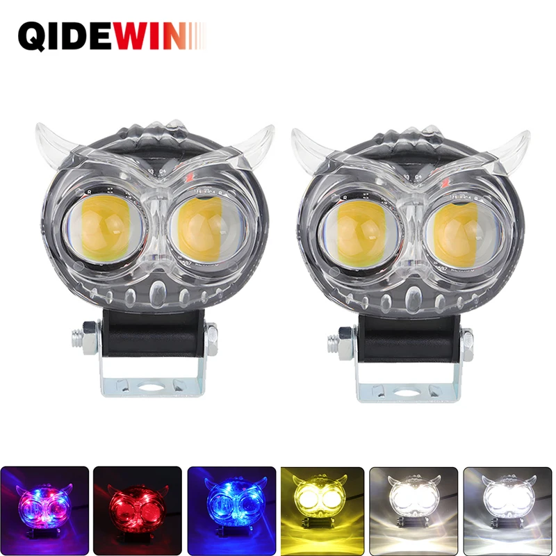 

2PC Brand New and high quality Dual Color Motorcycle Headlight Owl Design Auxiliary Spotlights Motorbike Scooter Lights