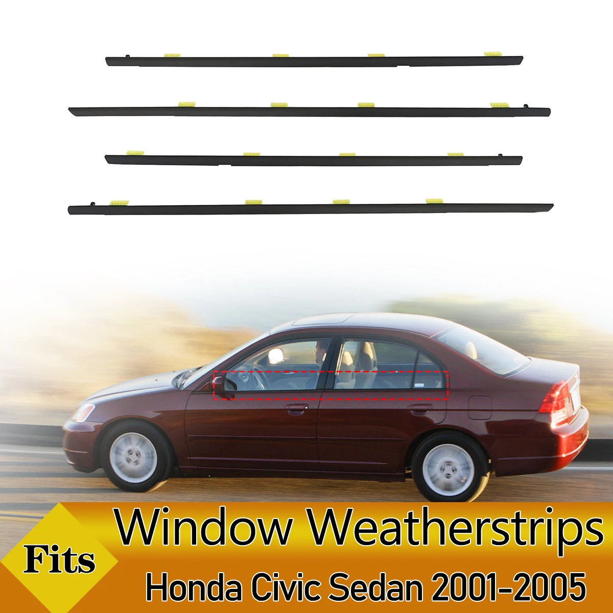 

4 шт., Уплотнители для наружной двери автомобиля Honda Civic Sedan 2001-2005