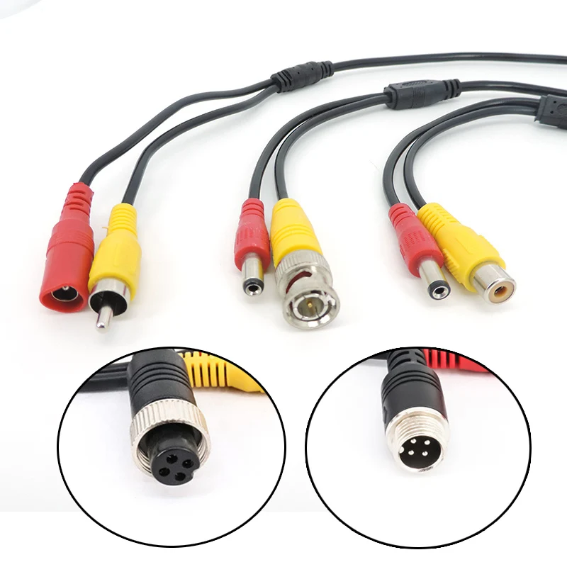 M12 4Pin male female to BNC DC RCA MALE FEMALE Extension Connector Cable Adapter Aviation Head for CCTV Camera Security