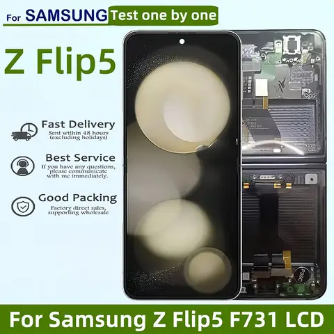 For Samsung Z Flip 5 6.7" AMOLED LCD Display Touch Screen Digitizer with Frame Compatible with F731B F731U F731W Models