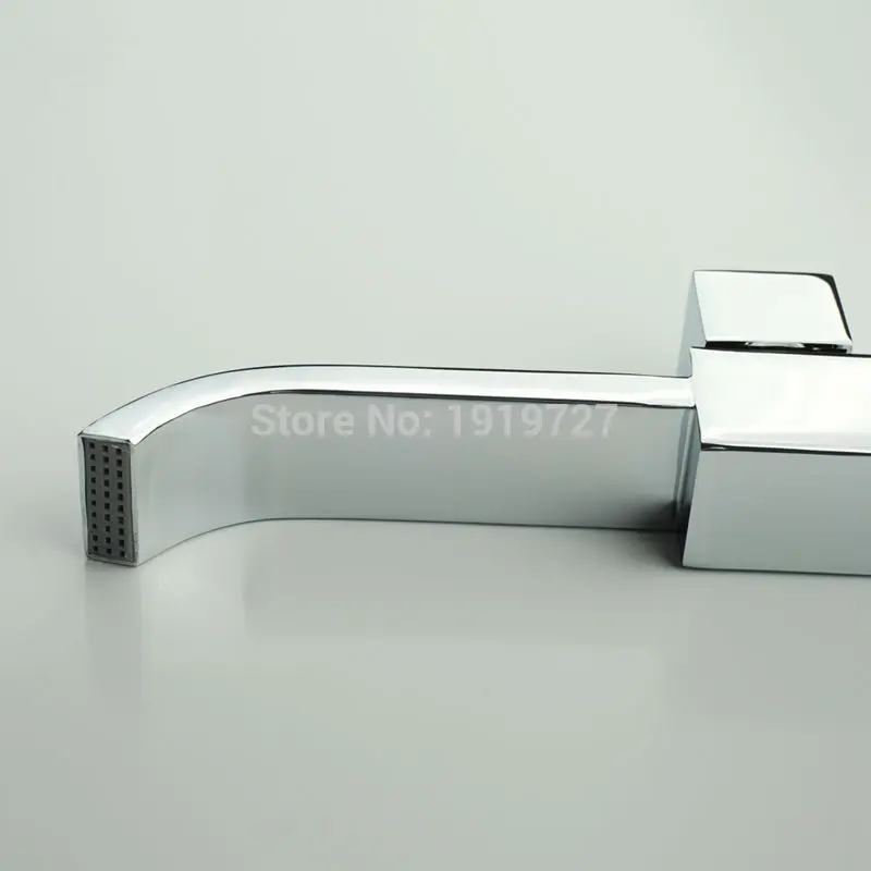 Vidric Bath Crane Only Cold Bibcock Spout Filler Faucet New 100% Solid Brass Square Style  Chrome Mixer Tap With Waterfall Water