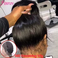 Peluca de cabello humano liso de 40 pulgadas con cordón ajustable, peluca de encaje completo 360, pelucas frontales de encaje HD transparente 13x6, pelucas sin pegamento 5x5 para mujer, densidad 200%
