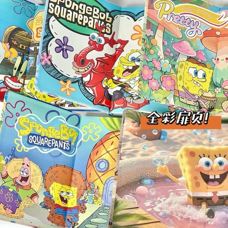 New Kawaii Cute SpongeBob A5 Leather Notebook Collection with Full-Color Thick Pages and High-Quality Design for Student Gift