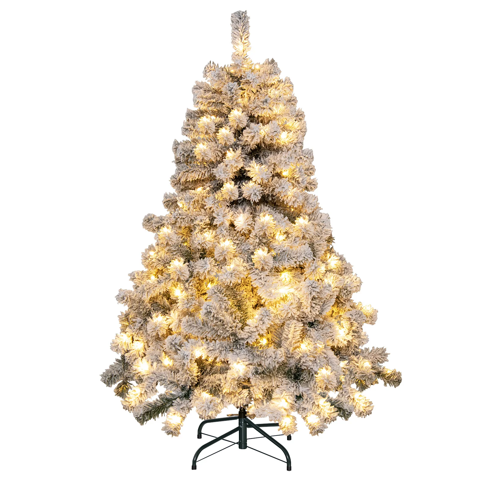 

4.5 FT Pre-Lit Flocked Christmas Tree with 295 PVC Branch Tips & 150 LED Lights
