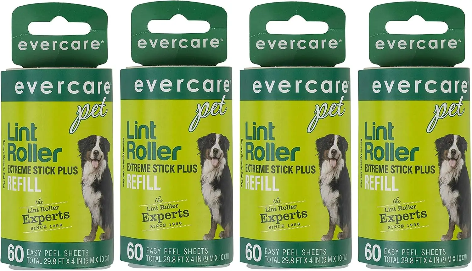 

Extra Sticky Lint Roller Refill, 60 Sheets per Roll, Pack of 4 - Removes Pet Hair and Dust