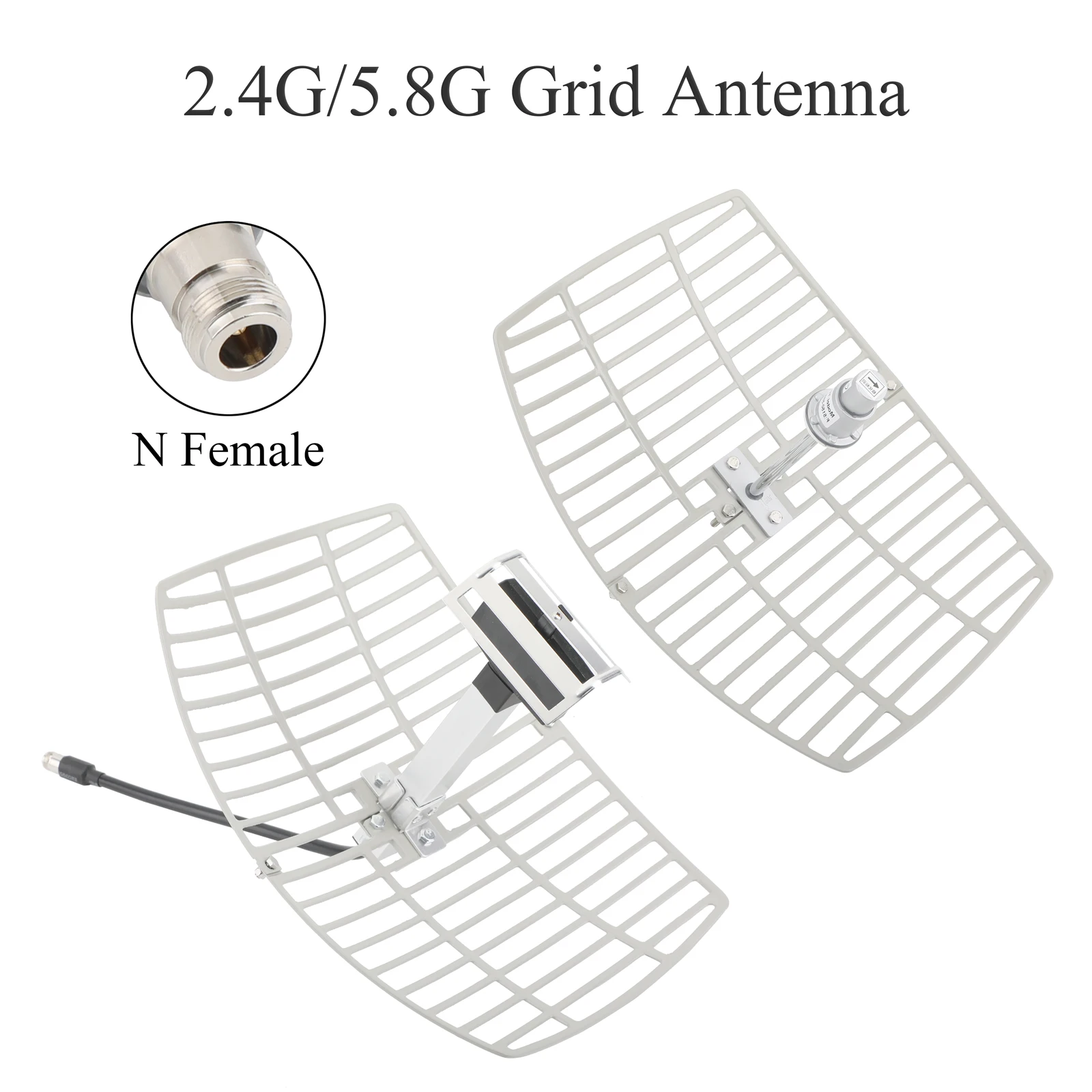 

Parabolic Grid Antenna 2.4G 15dBi &5.8G 24dBi High Gain N Female Connector 2400-5850MHz Optional for Modem Router