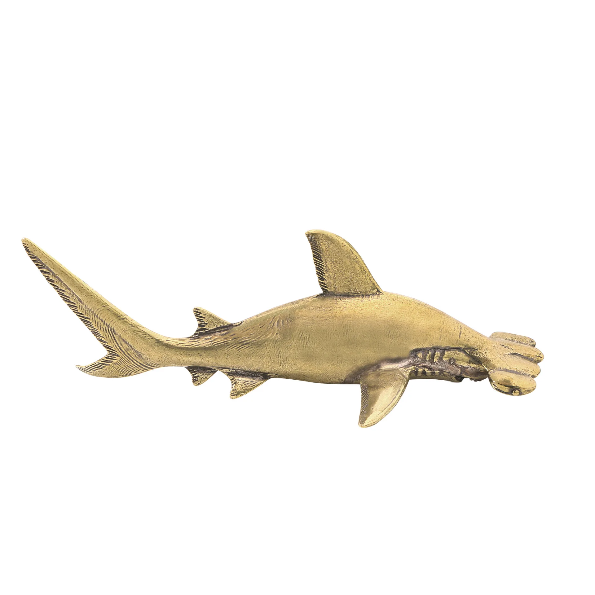 Brass Hammerhead Shark Ornament 166*57mm Antique-Style Desk Decoration Copper Handicrafts Figurines