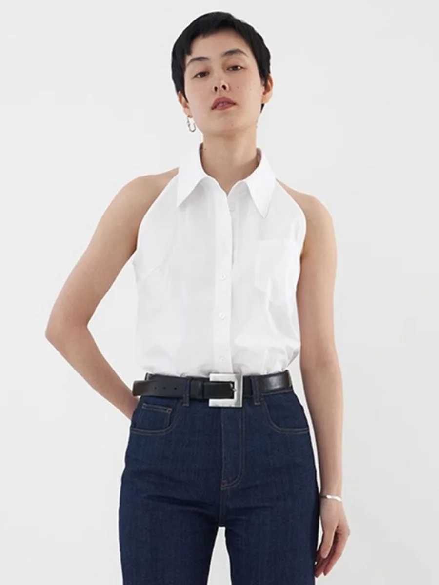 Oulder Digging Design Sensation haut de gamme Svel irt Femme Printemps Été Léger Luxe Haut Blanc Coréen Sle L...