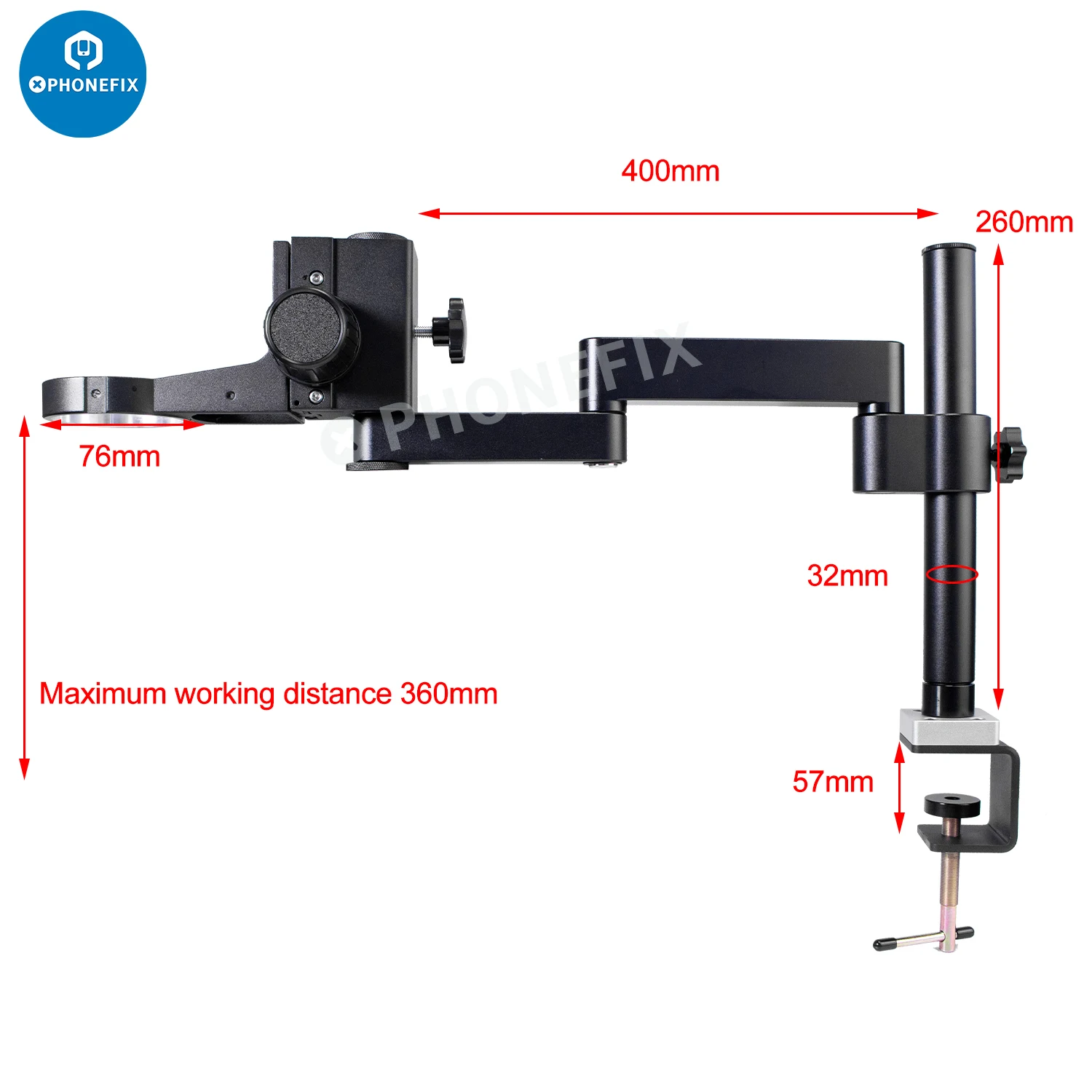 Universal Articulando Braço Braçadeira Microscópio Suporte Focando Suporte Tripé Suporte para Trinocular Stereo Câmera 76 mm 50 mm