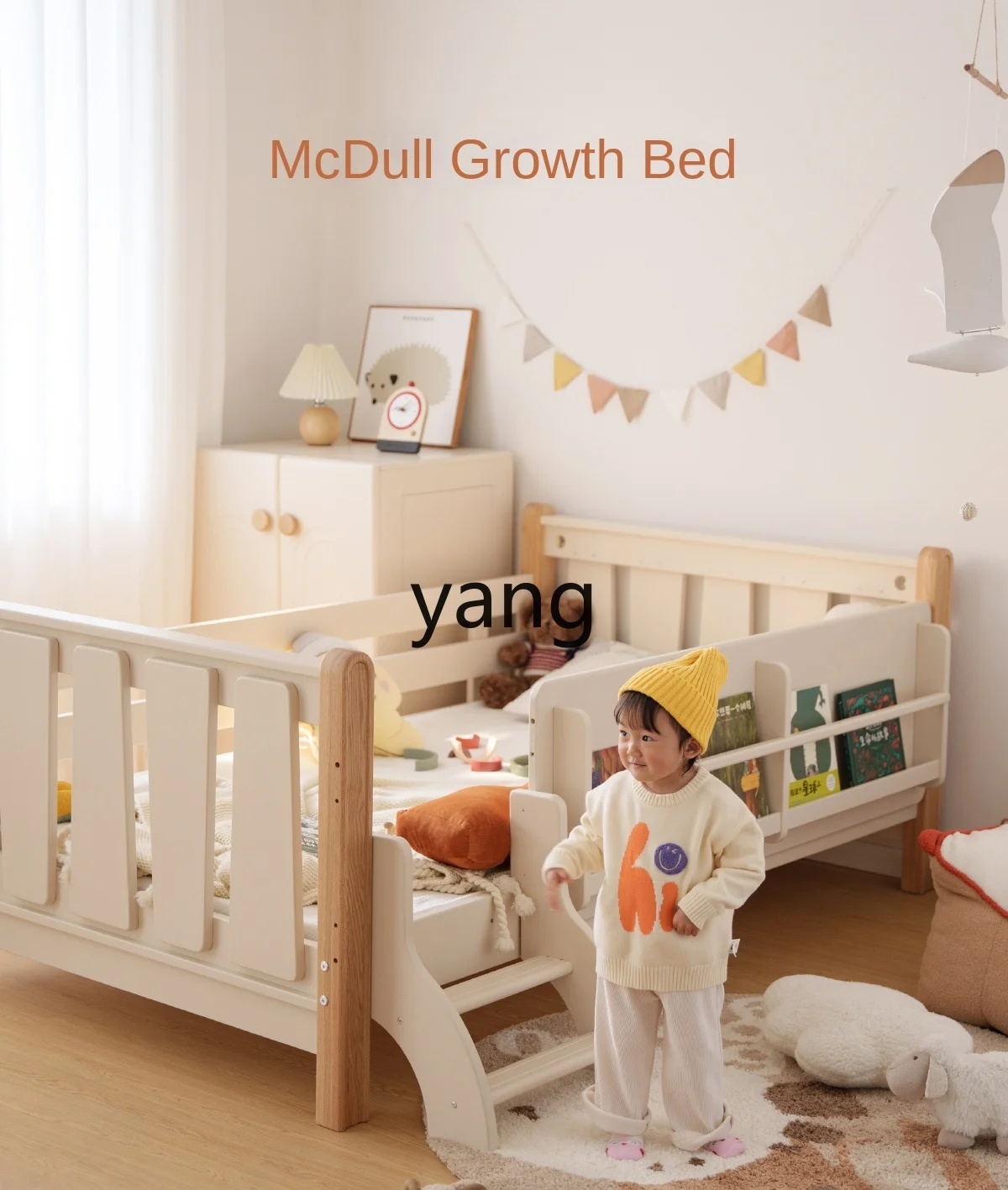 CX Solid Wood Children Harness Guardrail Splicing Bed Four Sides Widened Baby Adult Cream Style Single Bed