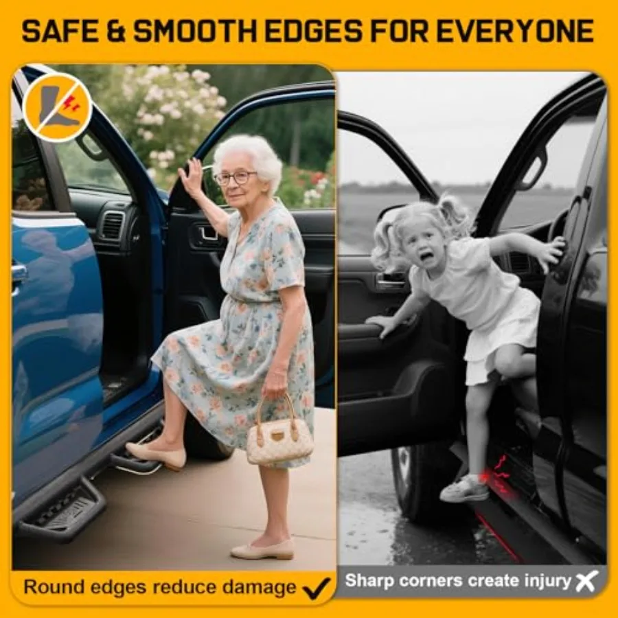 خطوات جانبية منسدلة 5.5 بوصة لـ 2025 2026 Toyota 4Runner بدون تنانير جانبية قطعة واحدة قضبان خطوة سوداء مصنوعة من الفولاذ الكربوني #4