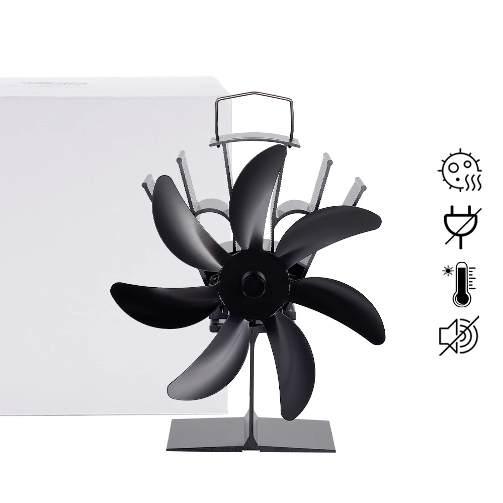 7 Blades Stove Fan Heat Powered Fireplace Fan Log Wood Burner Eco Quiet Fire Wood Heater Home Warm Efficient Heat Distribution