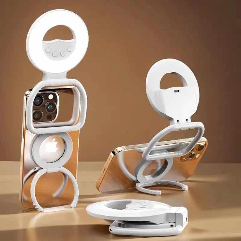 

2-in-1Magnetic Phone Holder For Selfies And Live Streaming With Fill Light Three-speed Adjustment 60 Lamps Infinitely rotating