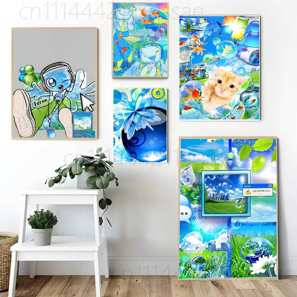 Frutiger Aero Art Poster Wall Art Posters, Texture Paintings