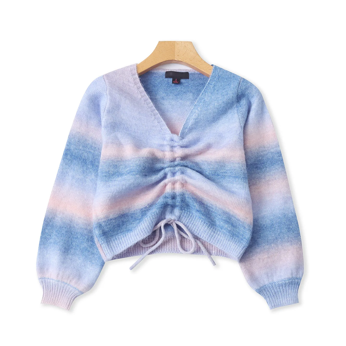 

Осенне-зимний вязаный свитер с V-образным вырезом и завышенной талией, стройнящий, из смесовой шерсти, повседневный, модный