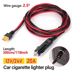 XT60 Female to Cigarette Lighter Socket Plug 12V 24V Charging Cable 10FT 14AWG Connector for Car Power Station Storage Battery