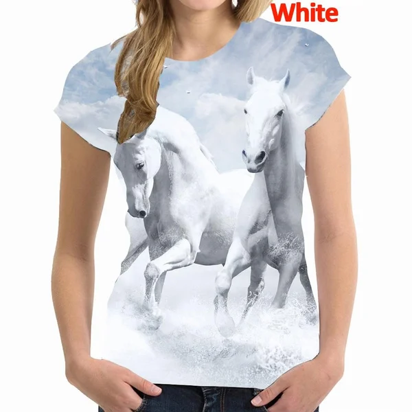 

Personalized Women 3D Print Horse T Shirt Women's Casual Funny Round Neck Short Sleeved T-shirt