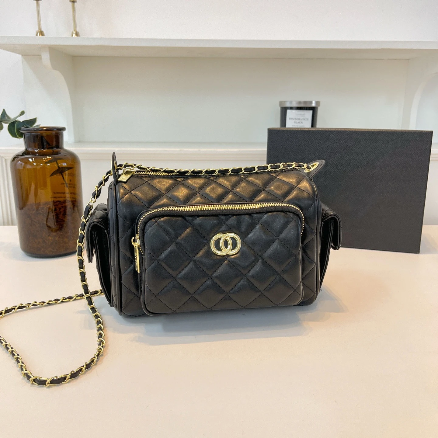 

Women's Chain Crossbody Camera Bag – New Underarm Lambskin Purse with Pockets, Multi-Functional Small Handbag for Daily Use, Trendy Niche Design