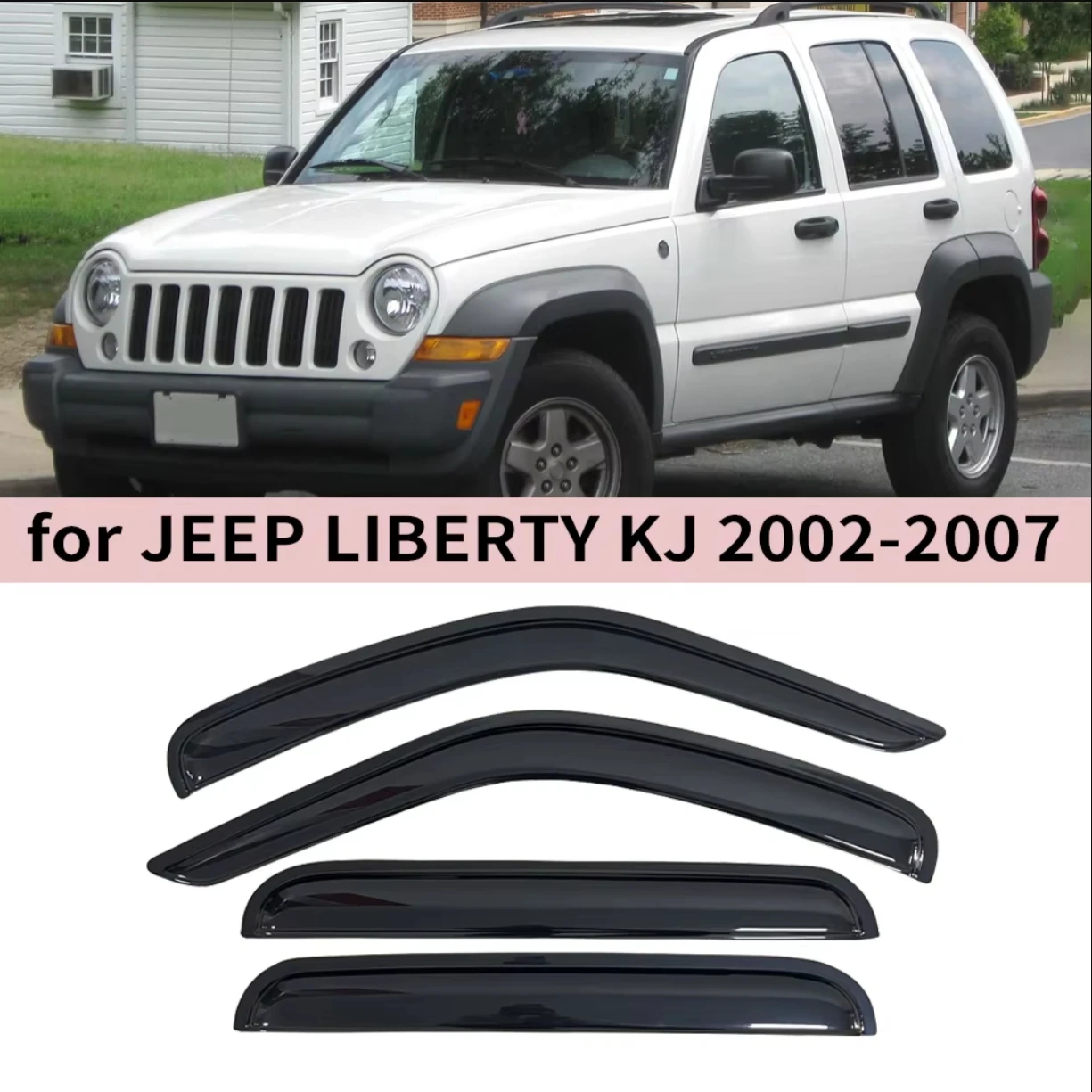 

for JEEP LIBERTY KJ 2002 2003 2004 2005 2006 2007 Wind Deflectors Rain Guards Door Visor Vent Shades Ventvisor Window Visor