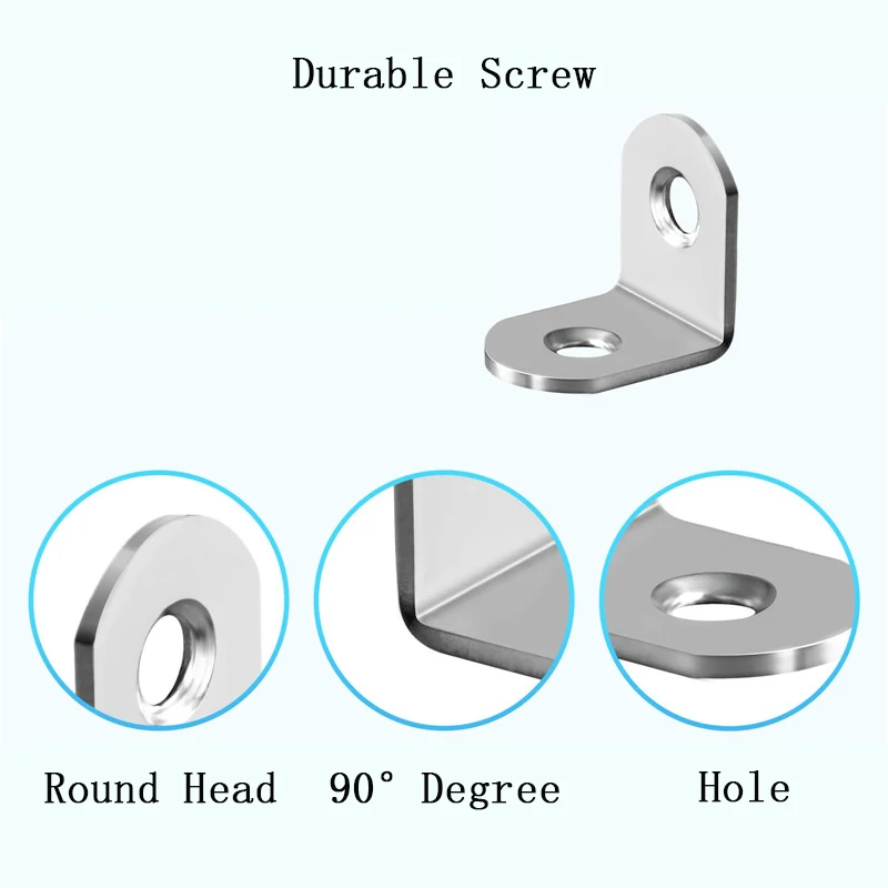 10/20/50Pcs L Shaped Brackets 90 Degree Right Angle Stainless Steel Bracket Fastener with Screw For Wood Furniture Cabinet