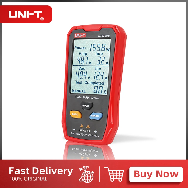 

UNI-T Solor MPPT Meter UT673PV Photovoltaic Maximum Power Tester Peak Open Circuit Voltage Short Circuit Current Pmax Lmp Test