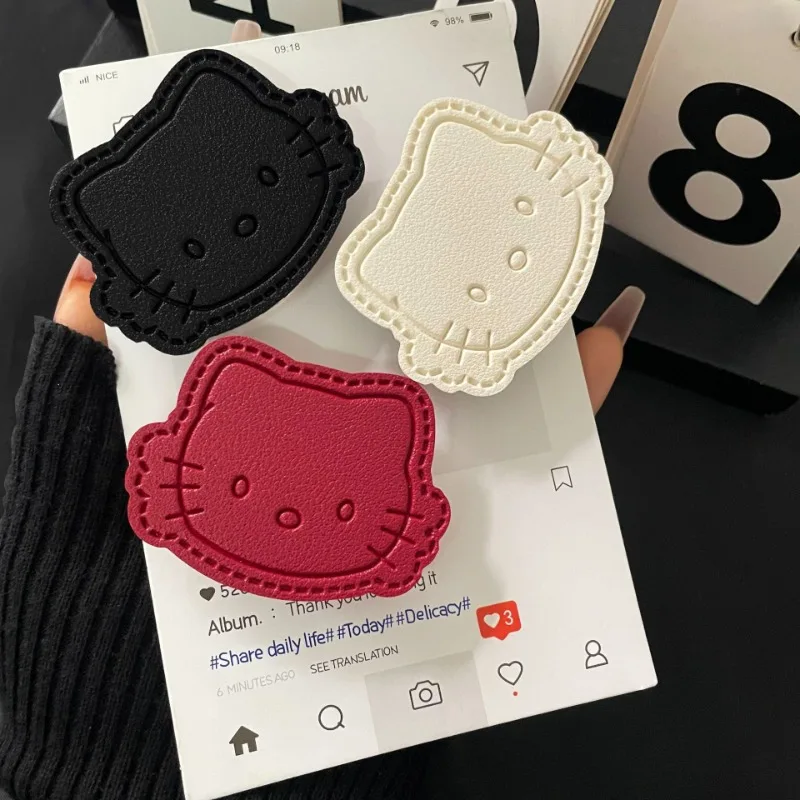 

Hello Kitty Phone Holder Kawaii Anime KT Versatile Leather Transparent Airbag Phone Back Sticker Decoration Girl Gift Wholesale