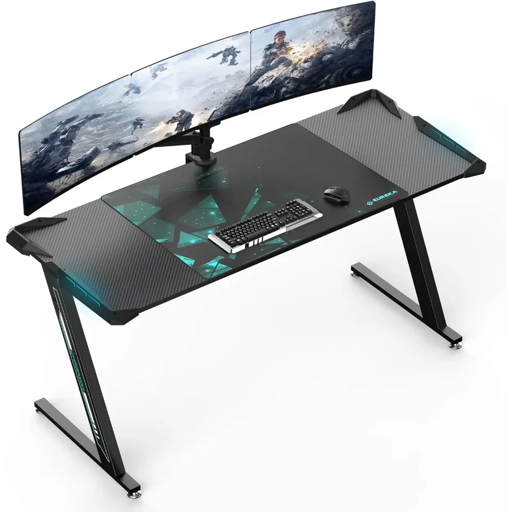 60 Inch Gaming Desk with Led Light, Home Office Desk, Computer Desks