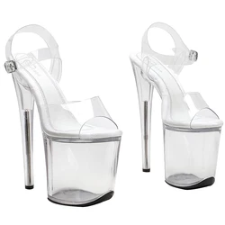 Leecabe-Sandales à plateforme transparente, 8 pouces/20cm, dessus en PVC coloré, sandales de fête, talons hauts transparents, chaussures de pôle, 1L