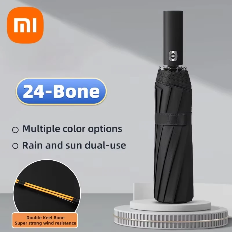 Xiaomi 24 Bone Automatic Folding Umbrella Portable Men Women  Large UV Super Strong Umbrella Outdoor Rainproof Sunscreen