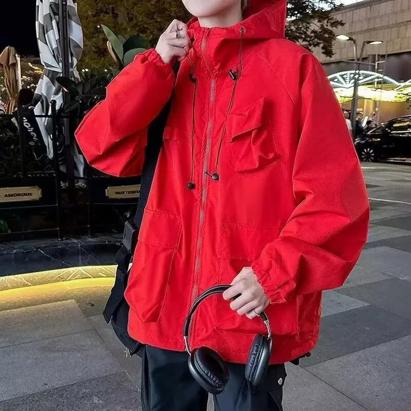 سترة بغطاء للرأس عصرية هاراجوكو ذات مزاج مريح للرجال، اتجاه جديد متعدد الاستخدامات وبسيط