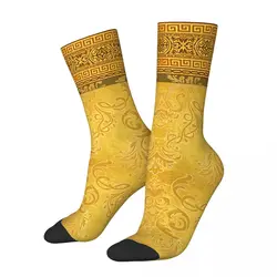 Greek Keys Ornate Floral Baroque Gold Socks Men Socks Cosplay Socks Personality Hip Hop Funny Sock for Women