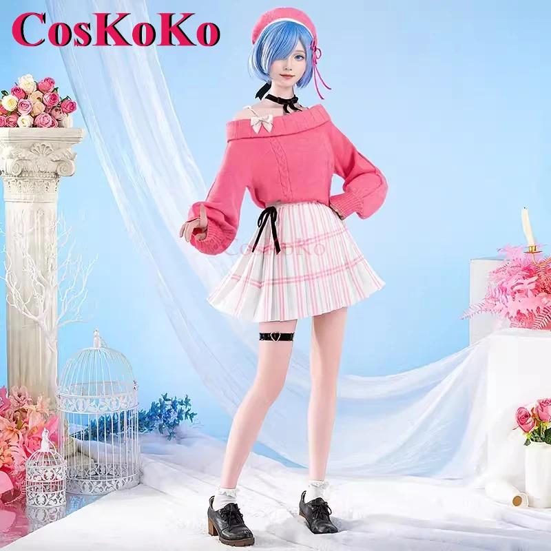 

CosKoKo Rem Cosplay Re:Life In A Different World From Zero Costume Pure Flower Lovely Outfit Halloween Party Role Play Clothing