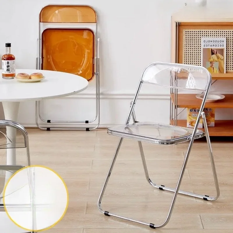 Clear Acrylic Folding Chair Influencer Photo Shoot Boutique Makeup Vanity Dining Home Lounge Chair Dinning Chair Furniture