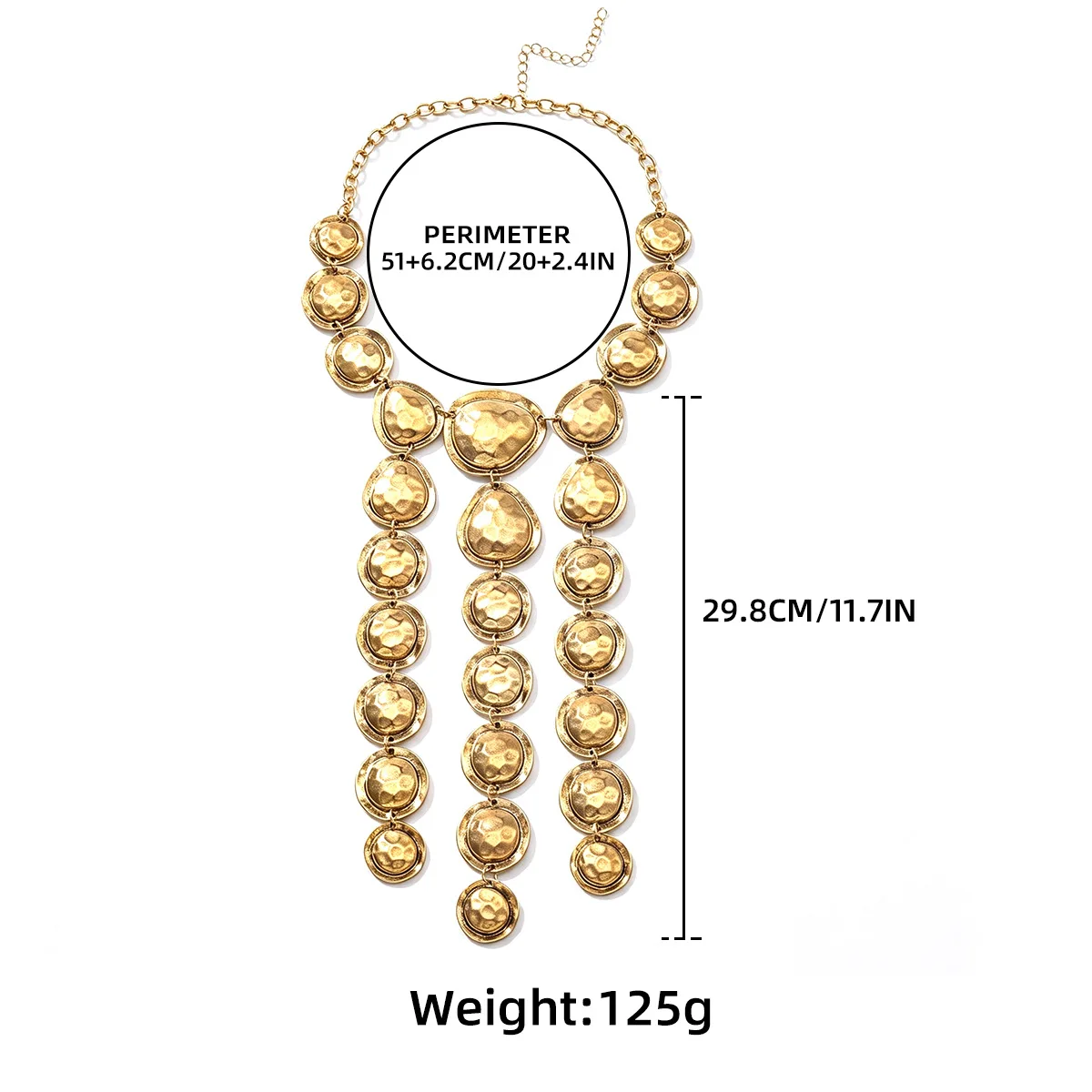 Neuheiten: Vintage Geometrische Metall-Wasserfall-Quasten-Halsketten für Damen, Statement-Schmuck, Geschenke für Feiertage und Partys – Detail 1