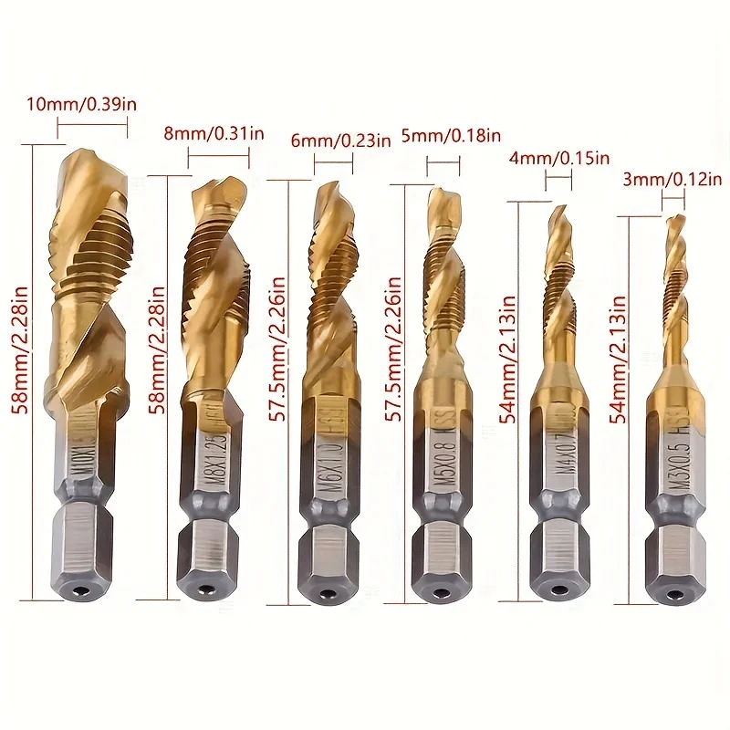 12개 6mm-20mm 고속 강철 나사 드릴 세트, 육각 나사 드릴 세트, M3-M10 목재-플라스틱 금속 나사 드릴 비트