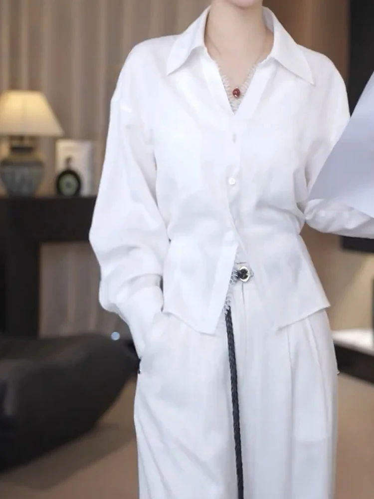 

Spring 2025 Korean Sle Casual Loose Faionable Commute Sle irt Top Women's Clothing Versatile Comfortable Long Sve ...