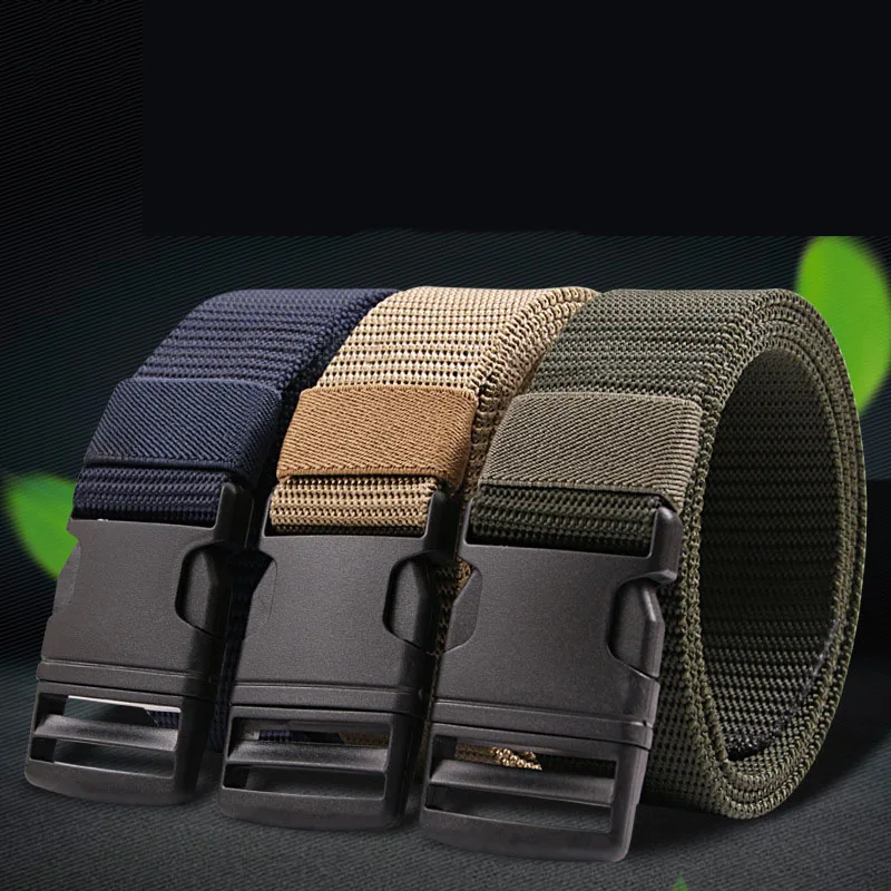 Cinturón táctico de nailon para hombre, Correa multifuncional de lona y plástico con hebilla en la cintura, alta calidad, color marrón, DT043